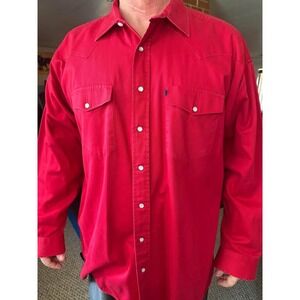 Dress Shirt, Western Panhandle Slim XXL Mens Red Cowboy Long Sleeve Button Up
